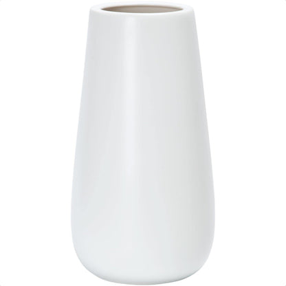 Textured White Elegant Oval Ceramic Vase for Flowers