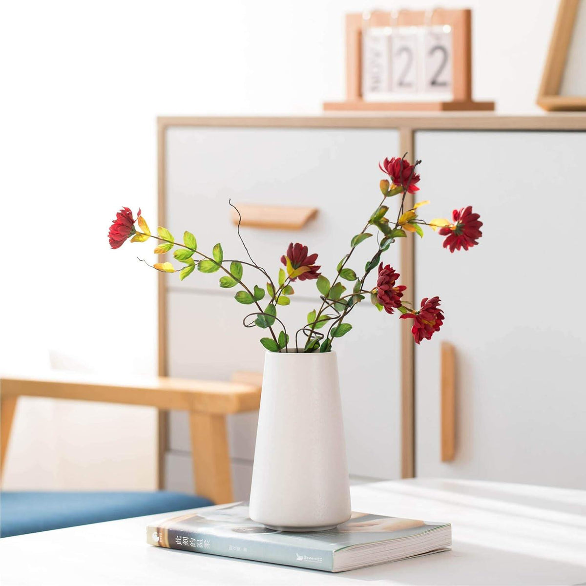 White Ceramic Flower vase, Vases for Pampas Grass