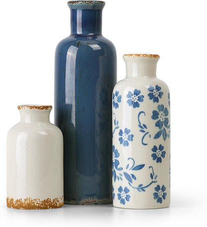 Ceramic Vases Set, Rustic Coastal Vases Home Decor