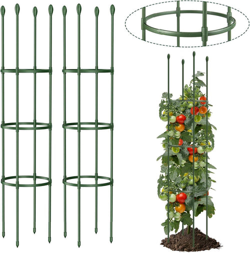 Round Heavy Duty Tomato Cage -Steel Core Plastic Coated Garden Trellis