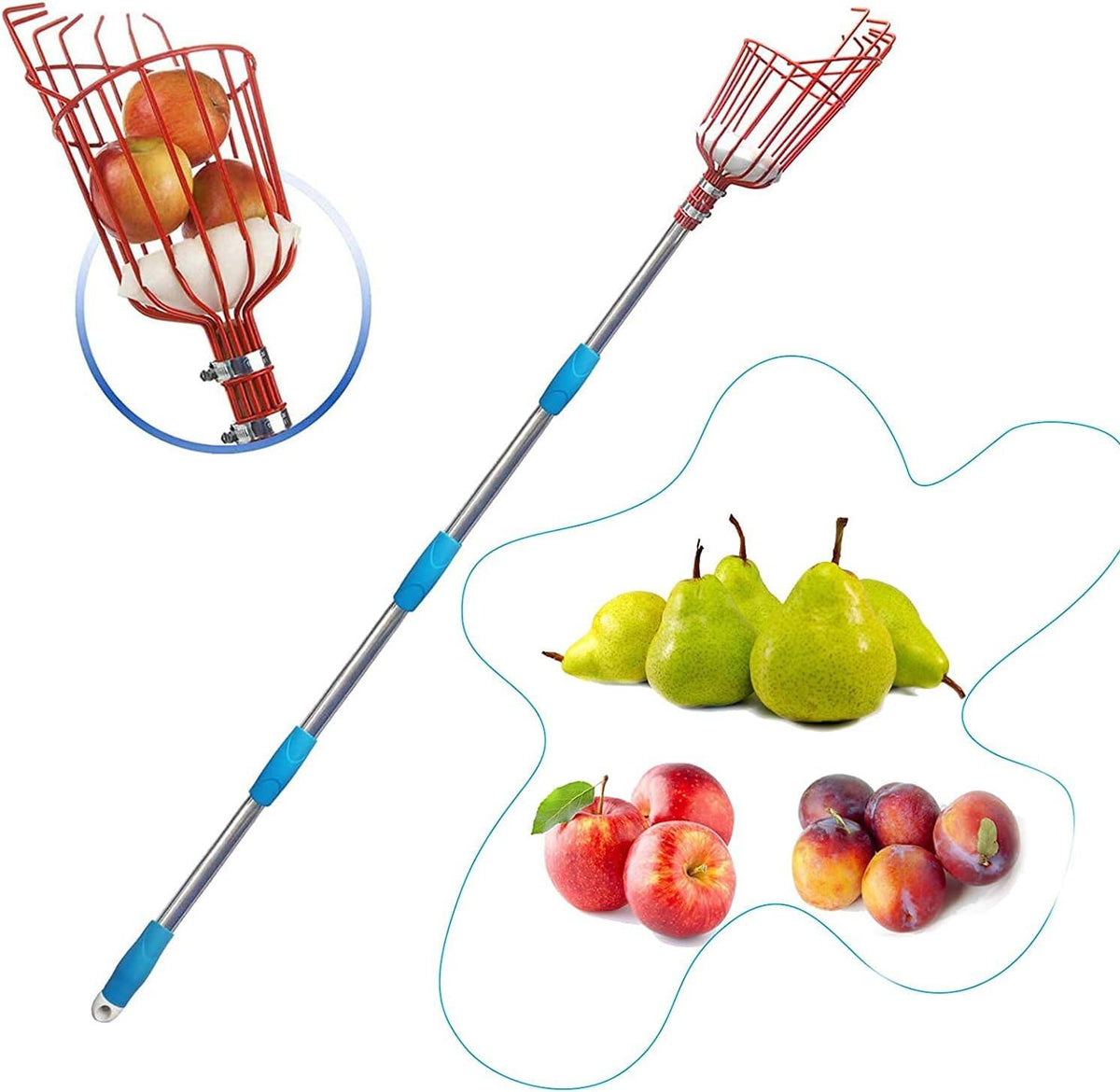 Fruit Picker Pole, Lightweight High-Grade Stainless Steel