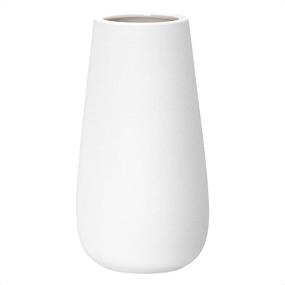 Textured White Elegant Oval Ceramic Vase for Flowers