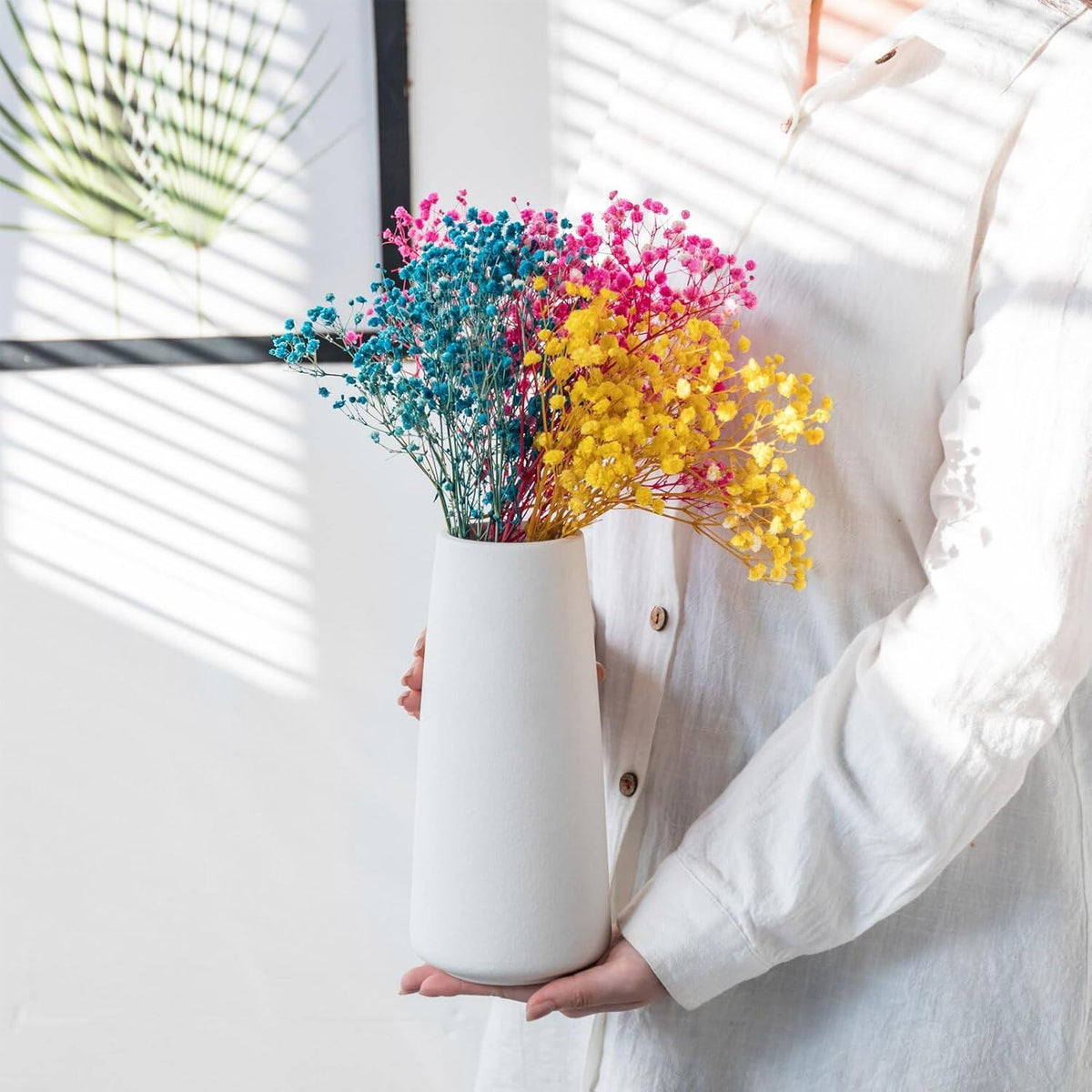 White Ceramic Flower vase, Vases for Pampas Grass