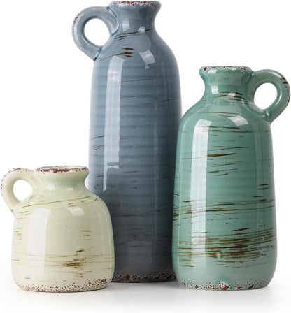Ceramic Vases Set, Rustic Coastal Vases Home Decor