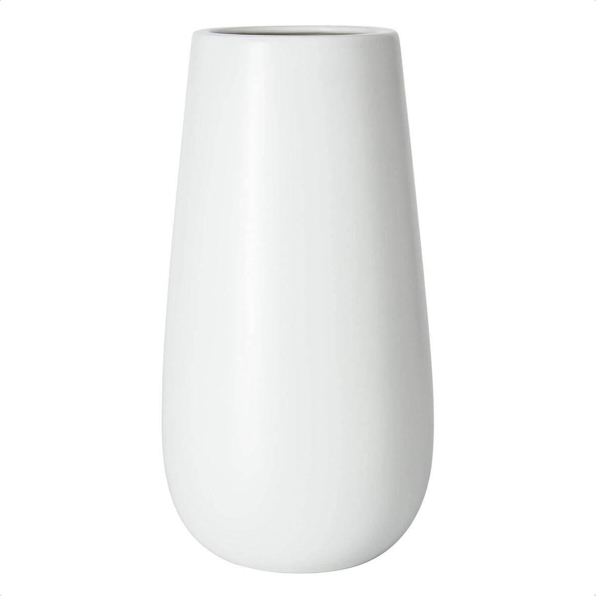 Textured White Elegant Oval Ceramic Vase for Flowers