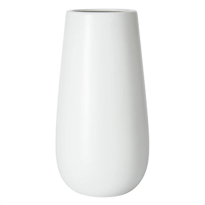 Textured White Elegant Oval Ceramic Vase for Flowers
