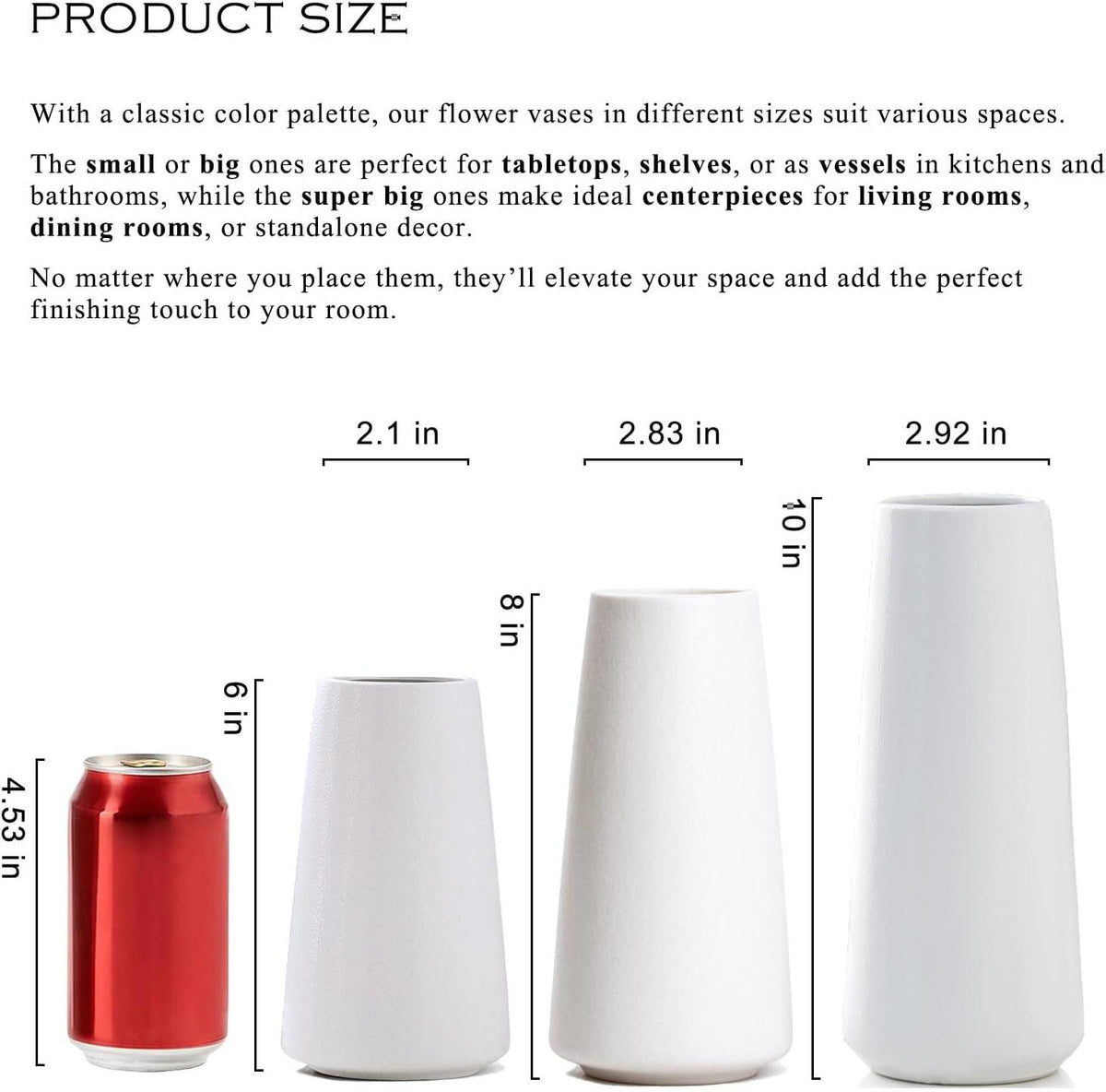 White Ceramic Flower vase, Vases for Pampas Grass