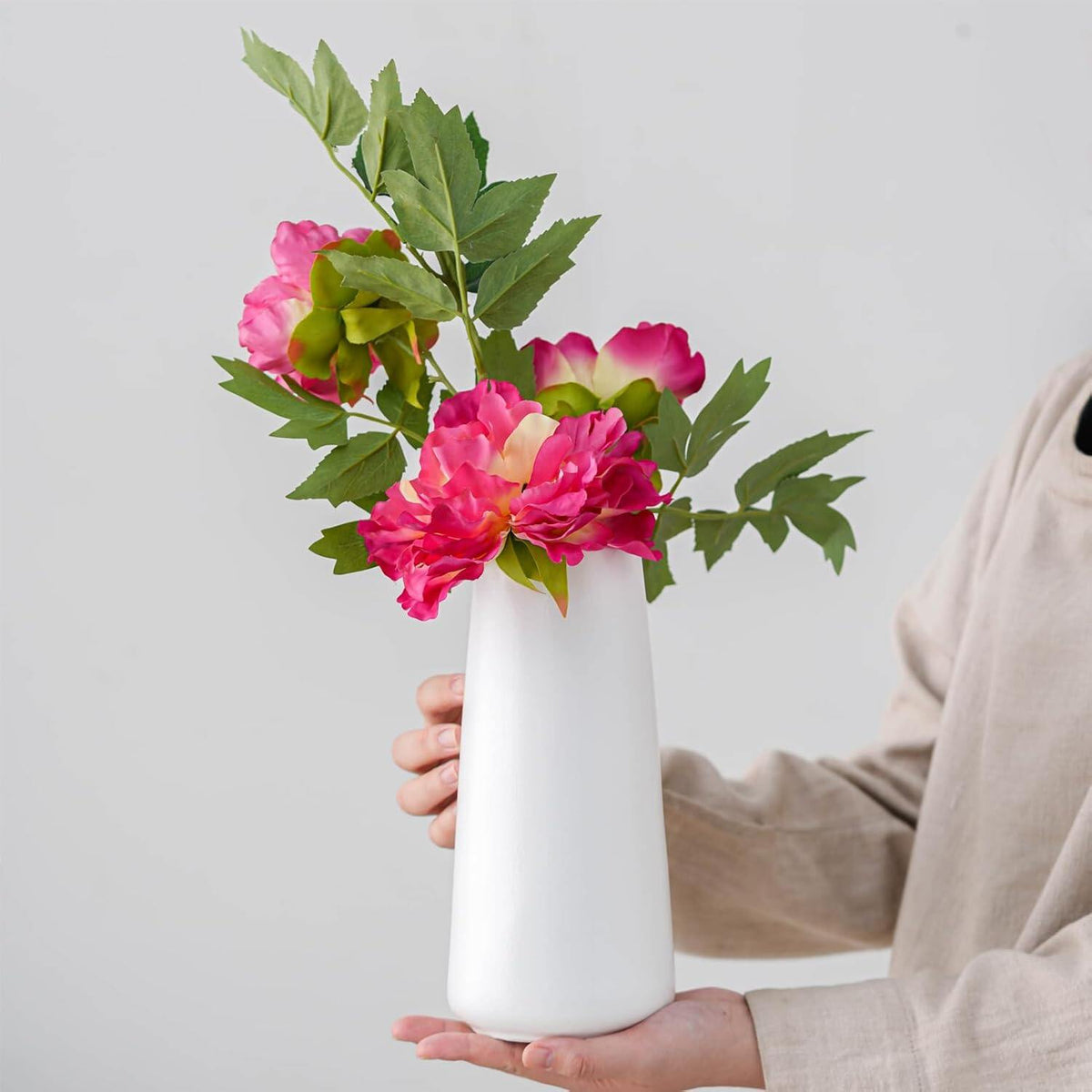 White Ceramic Flower vase, Vases for Pampas Grass