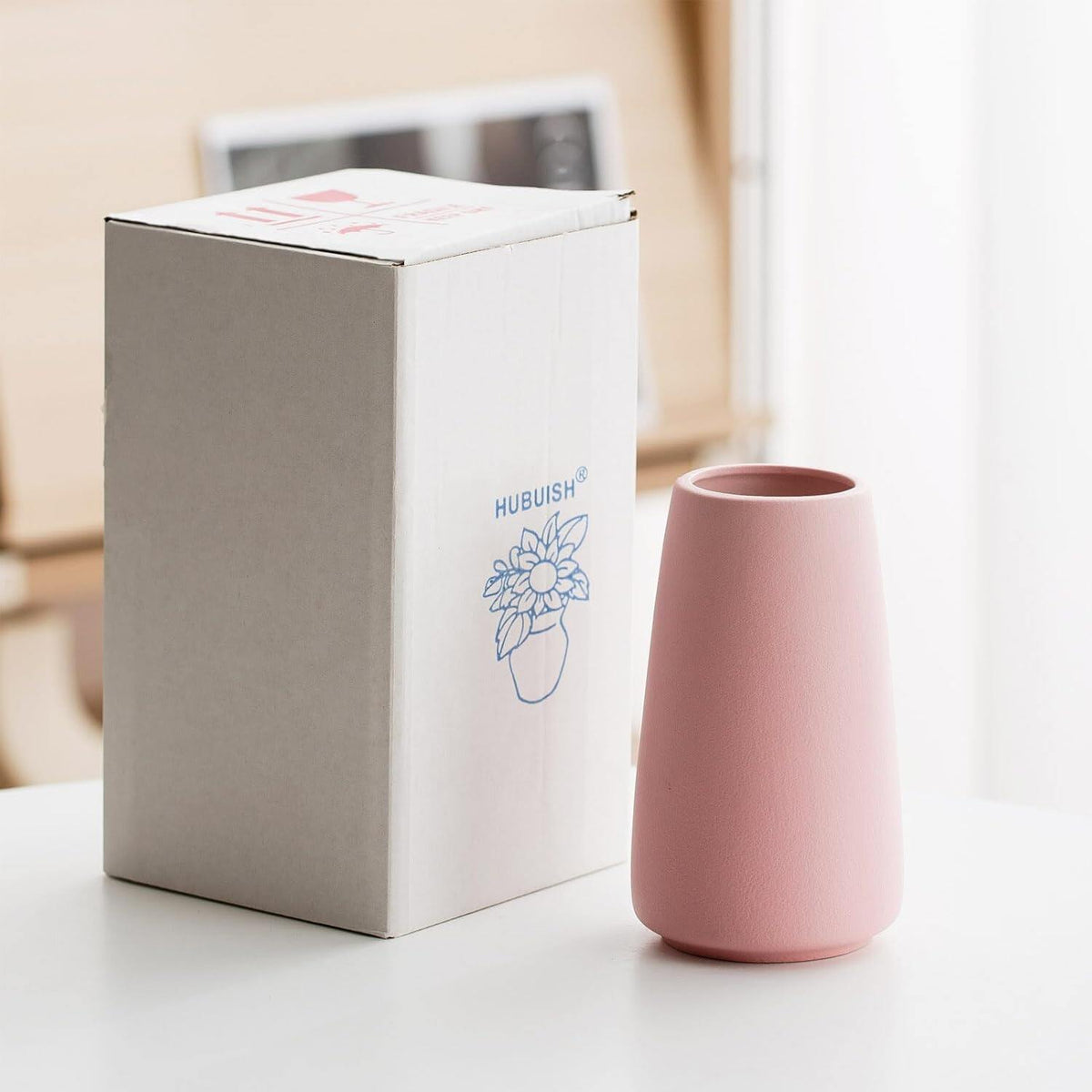 White Ceramic Flower vase, Vases for Pampas Grass