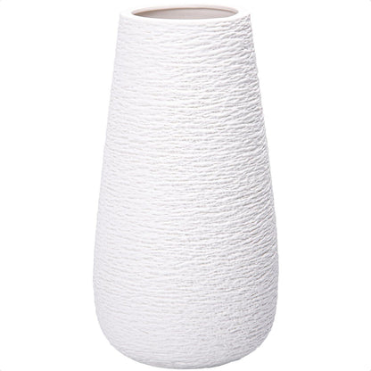 Textured White Elegant Oval Ceramic Vase for Flowers