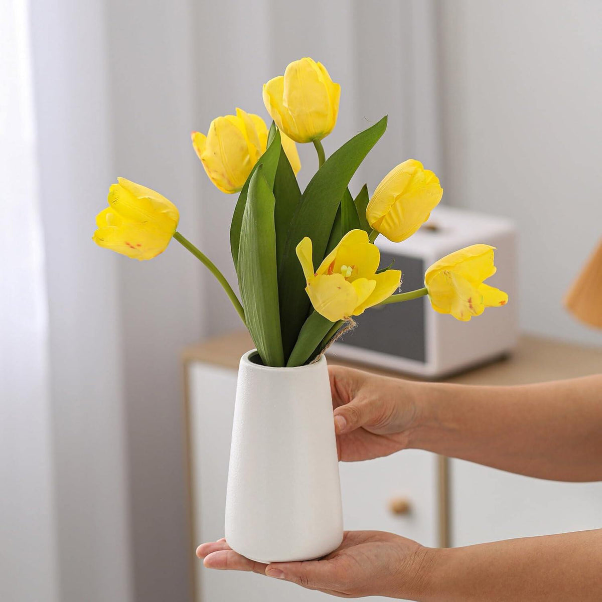White Ceramic Flower vase, Vases for Pampas Grass