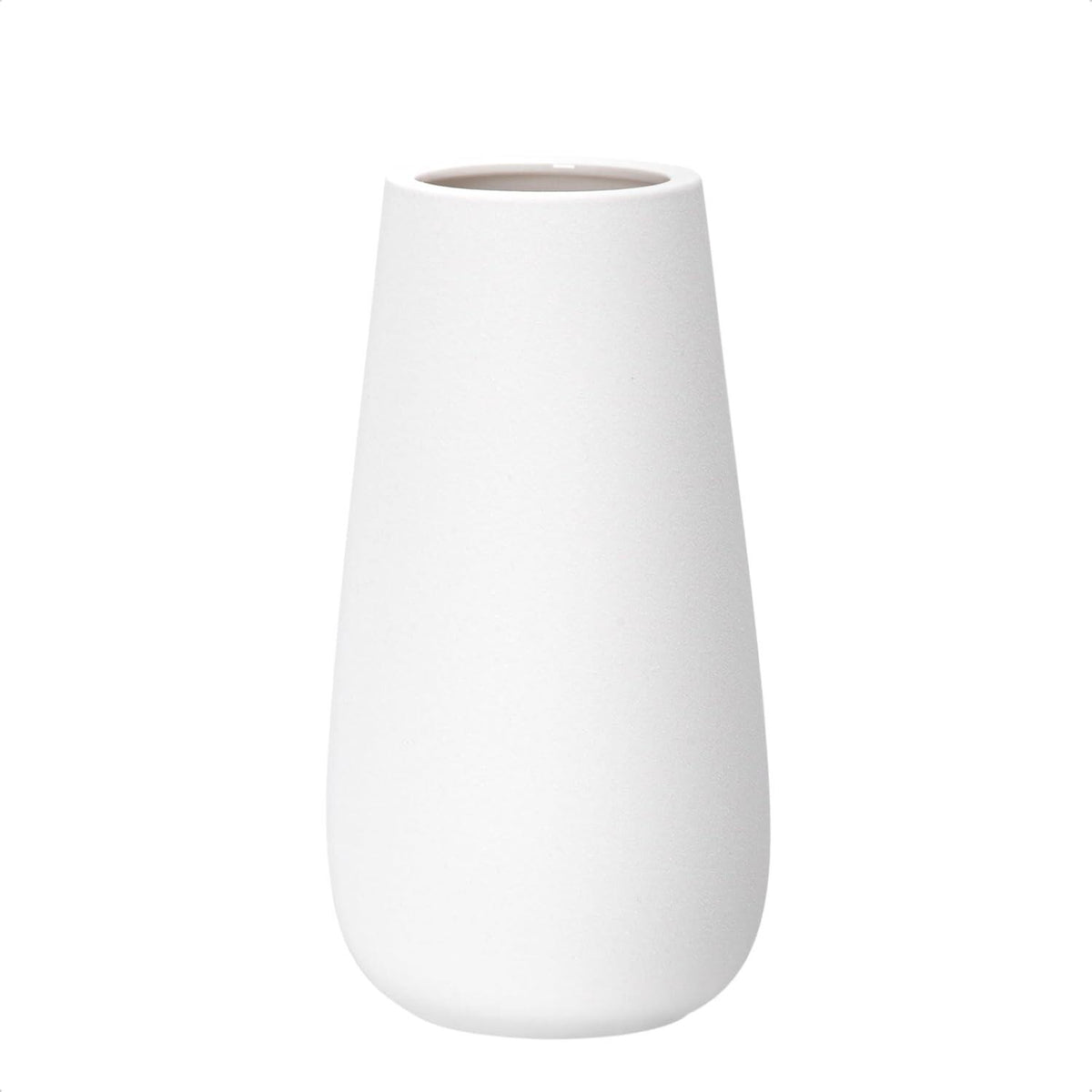 Textured White Elegant Oval Ceramic Vase for Flowers