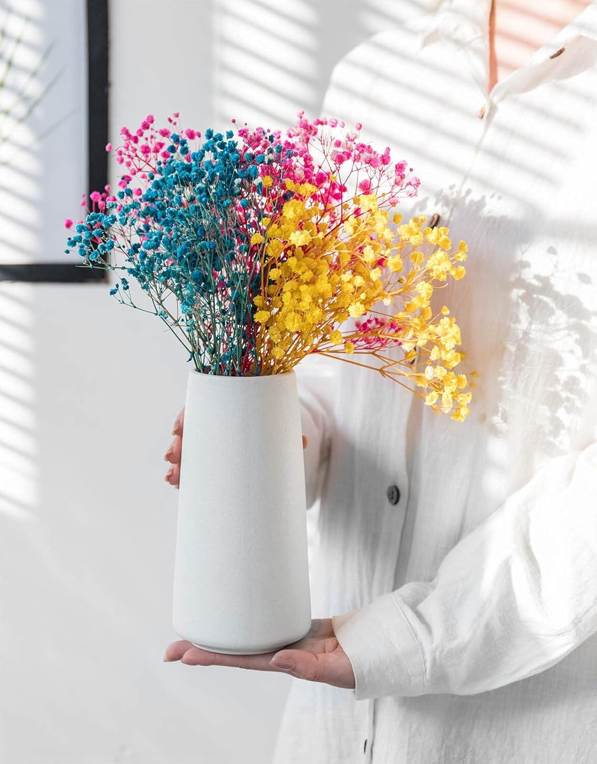 White Ceramic Flower vase, Vases for Pampas Grass